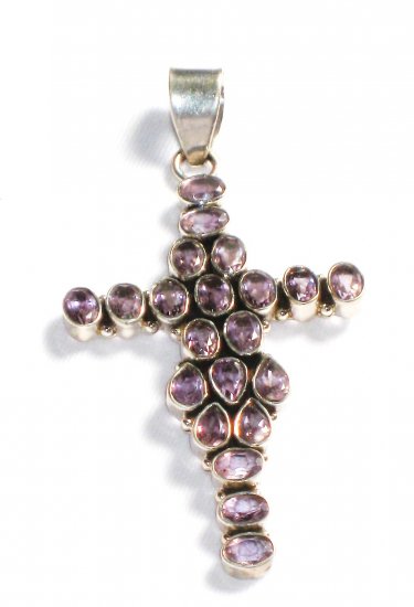 ST206 Amethyst Cross Pendant in Sterling Silver - SOLD