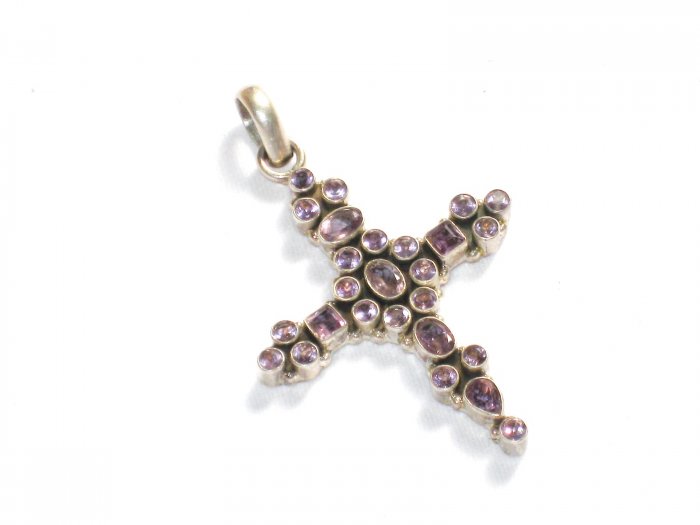 ST250 Amethyst Cross Pendant in Sterling Silver - SOLD