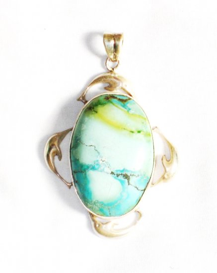 PN256 Turquoise Pendant in Sterling Silver - SOLD