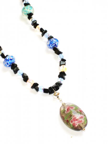 ST297 Murano Glass Necklace, Earrings and Bracelet in Sterling Silver