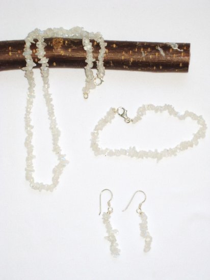 ST315 Moonstone Necklace, Bracelet and Earrings in Sterling Silver