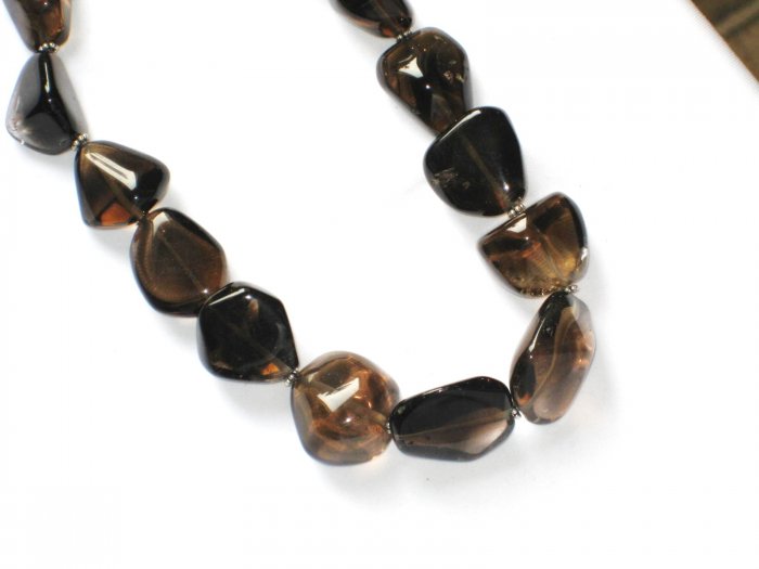ST042 Smoky Quartz Necklace in Sterling Silver