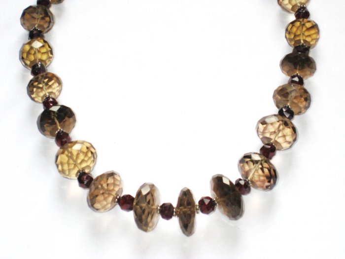 ST043 Smoky Quartz Necklace in Sterling Silver