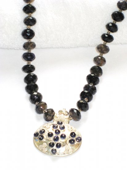 ST093 Smoky Quartz Necklace in Sterling Silver