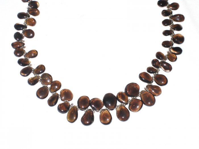 ST497 Smoky Quartz Necklace in Sterling Silver