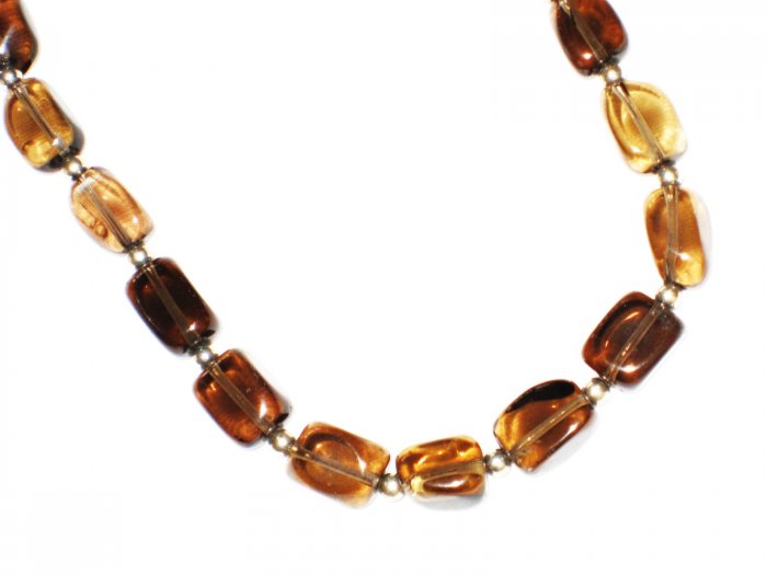 ST521 Smoky Quartz Necklace and Bracelet Set in Sterling Silver