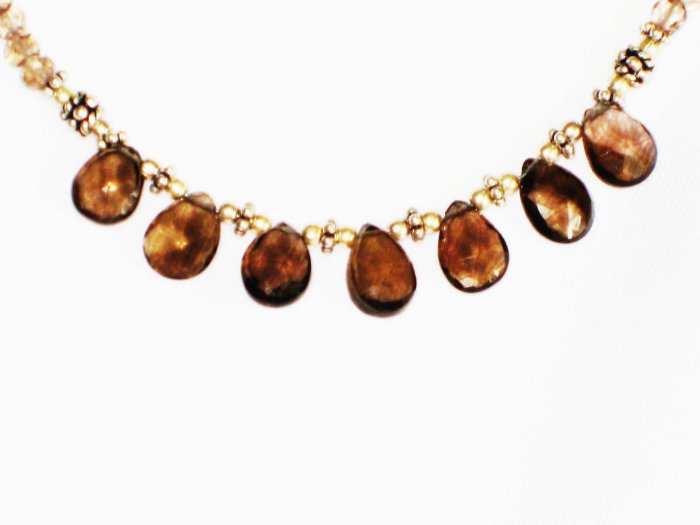 ST590 Smoky Quartz Necklace and Earrings Set in Sterling Silver