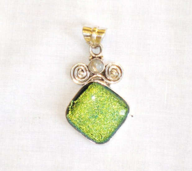 PN388 Dichroic Glass Sterling Silver Pendant - SOLD