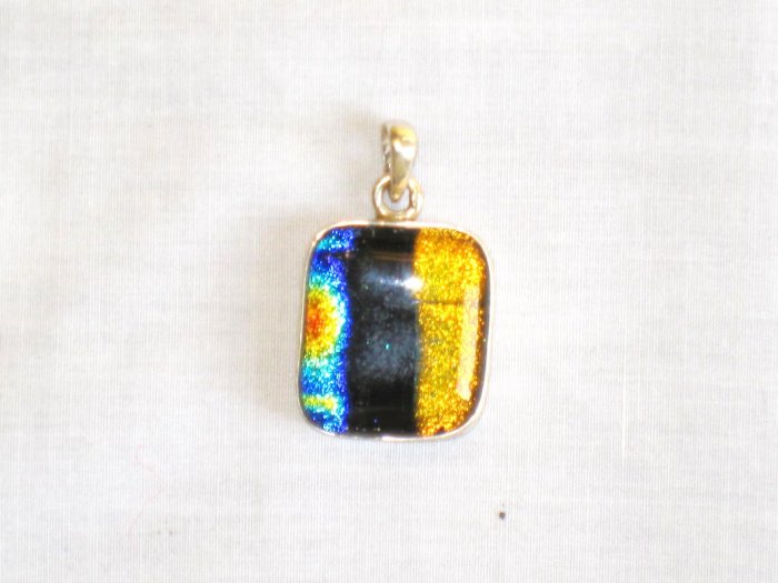 PN389 Dichroic Glass Sterling Silver Pendant