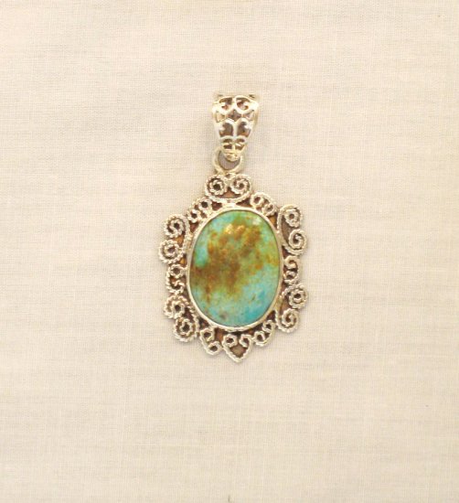 PN398 Turquoise Sterling Silver Pendant