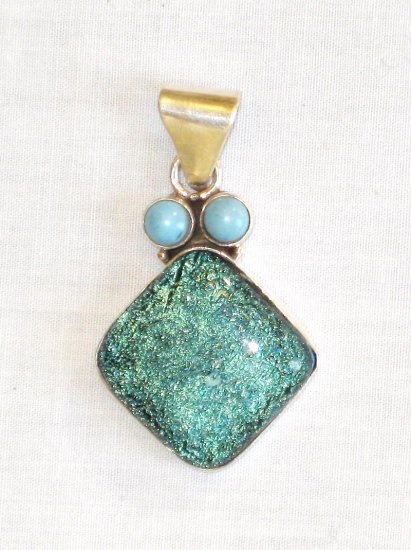 PN413 Dichroic Glass Sterling Silver Pendant - SOLD