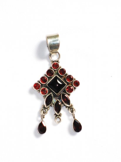 ST209 Garnet Pendant in Sterling Silver