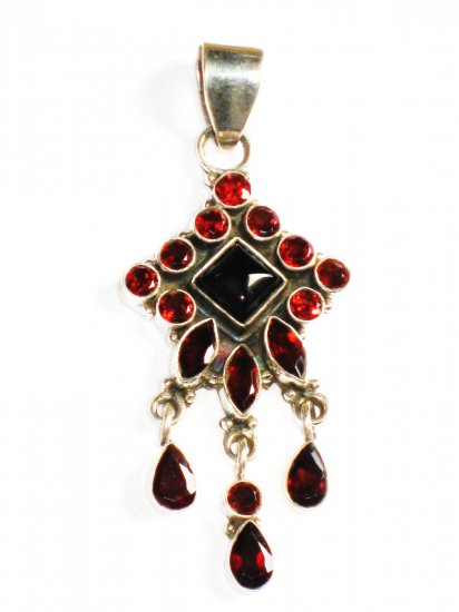 ST215 Garnet Pendant in Sterling Silver
