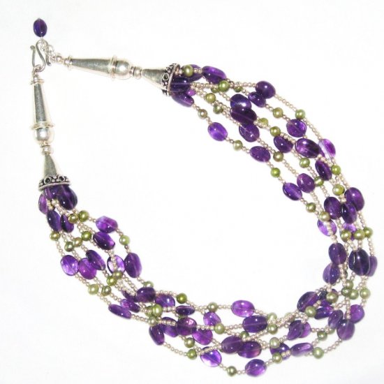 ST455 Amethyst Necklace in Sterling Silver