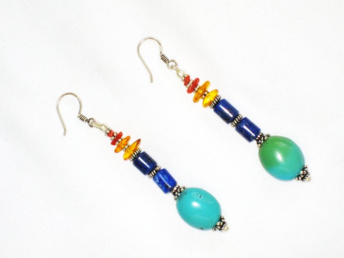 ST068 Tibetan Earrings in Sterling Silver