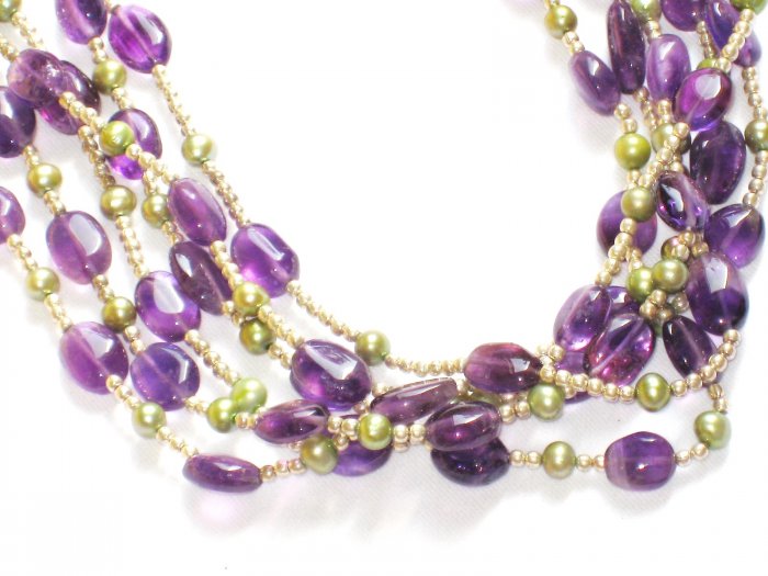 ST337 Amethyst Necklace in Sterling Silver