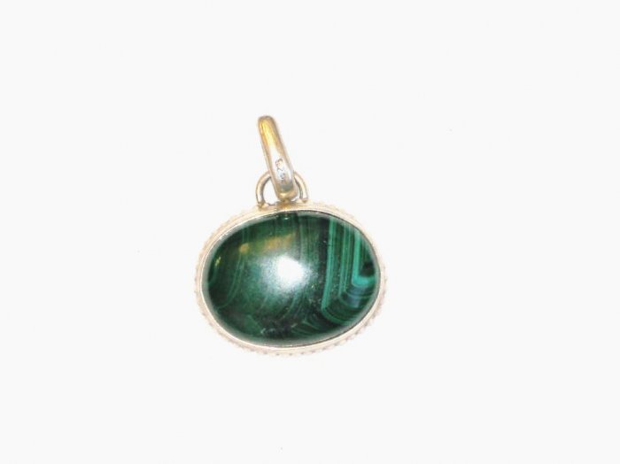 PN102 Malachite Pendant in Sterling Silver