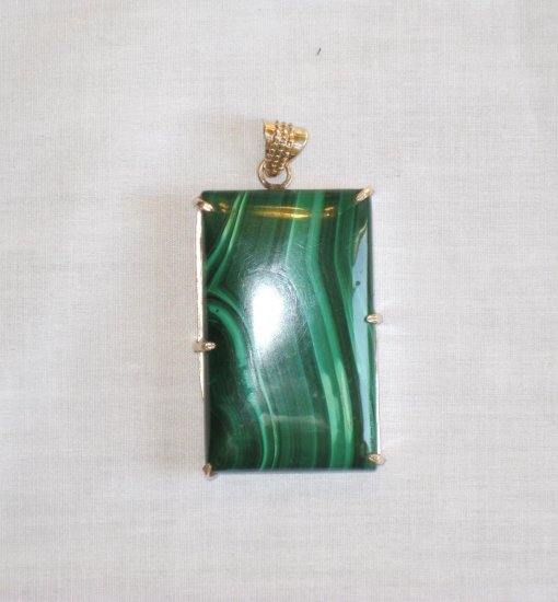 PN408 Malachite Pendant in Sterling Silver