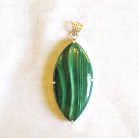 PN411 Malachite Pendant in Sterling Silver - SOLD