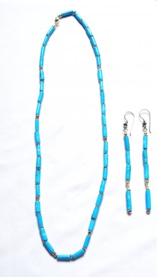 ST192 Turquoise Necklace and Earrings Set in Sterling Silver