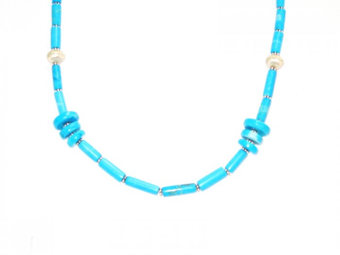 ST195 Turquoise Necklace and Earrings Set in Sterling Silver