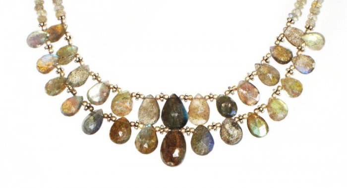 ST596 Labradorite Necklace and Earrings Set in Sterling Silver