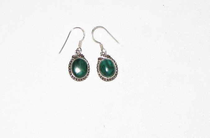 ER019 Malachite Earrings in Sterling Silver