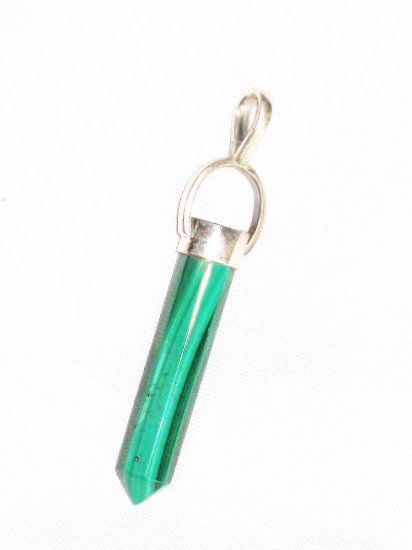 ST644 Malachite Bullet Pendant in Sterling Silver