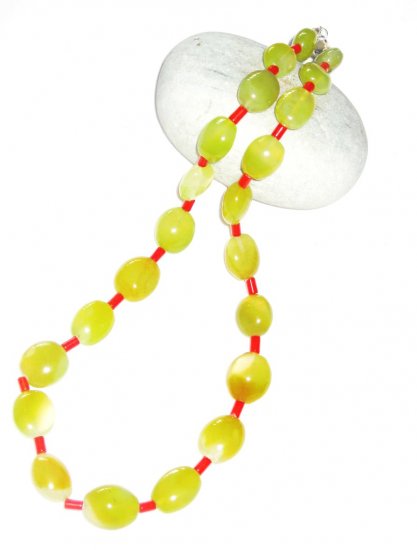 ST471 Citrine and Coral Necklace and Earrings Set in Sterling Silver