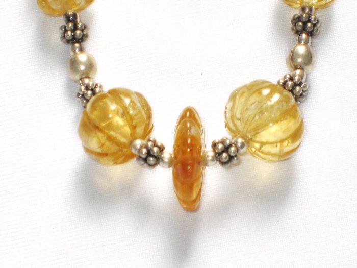 ST034 Amber Necklace in Sterling Silver