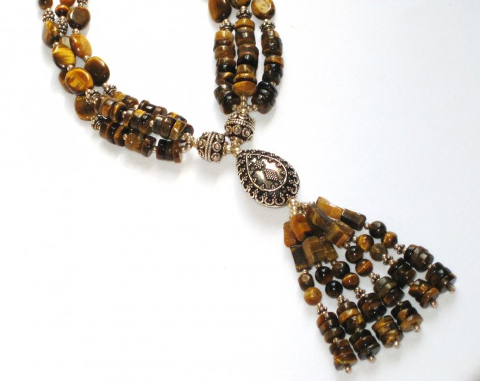ST341 Tiger's Eye Necklace in Sterling Silver