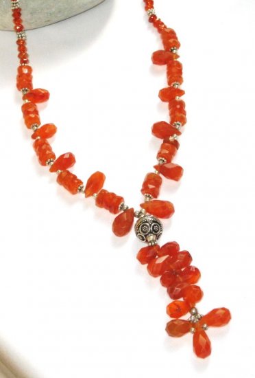 ST349 Carnelian Necklace in Sterling Silver