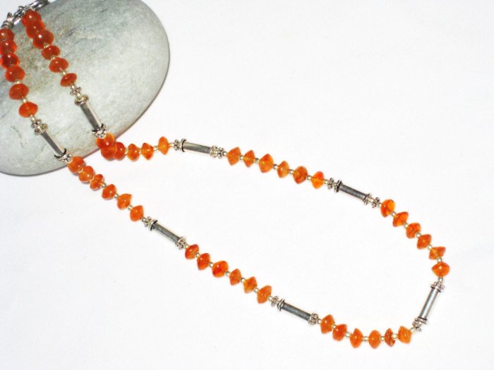 ST506 Carnelian Necklace in Sterling Silver