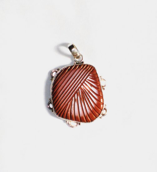 PN139 Carved Red Jasper Pendant