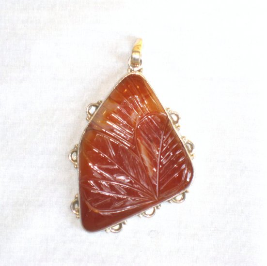 PN390 Carved Red Jasper Pendant