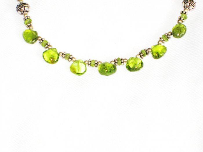 ST592 Peridot Necklace and Earrings Set in Sterling Silver