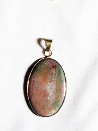 PN224 Unakite Pendant in Sterling Silver