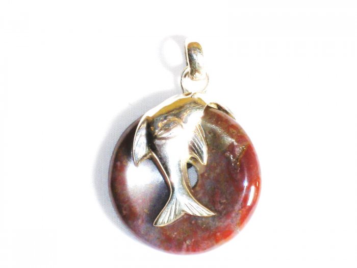 PN250 Unakite Donut Pendant in Sterling Silver