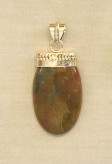 PN405 Unakite Pendant in Sterling Silver