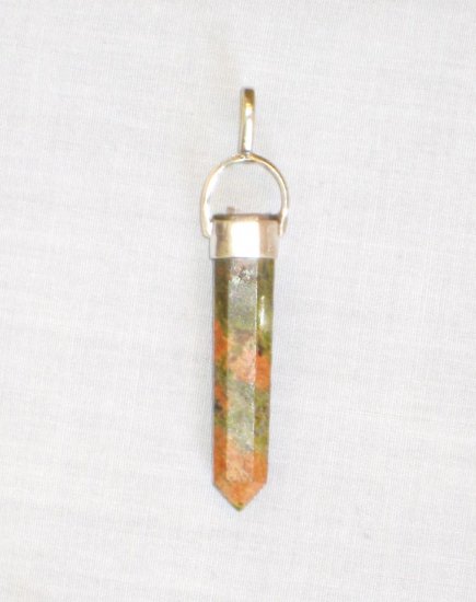 PN462 Unakite Bullet Pendant in Sterling Silver