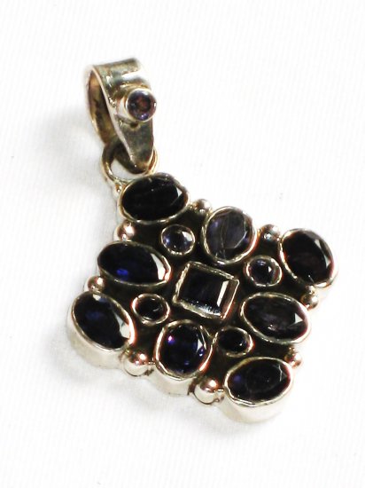 ST230 Blue Cuboc Zirconia Pendant in Sterling Silver