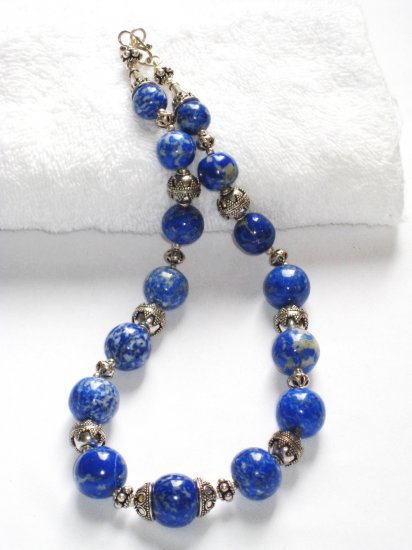 ST046 Blue Jasper Necklace in Sterling Silver