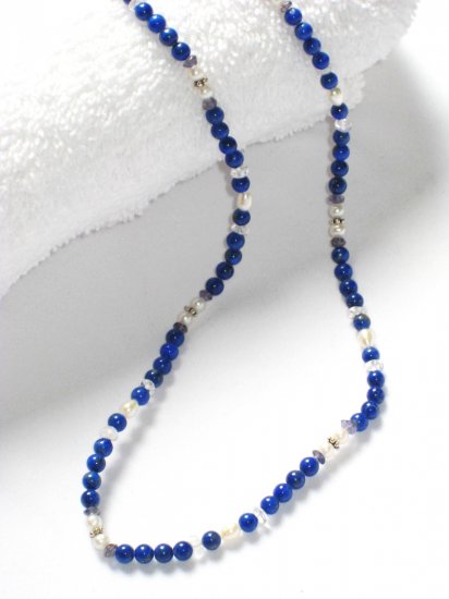 ST198 Blue Jasper Necklace in Sterling Silver