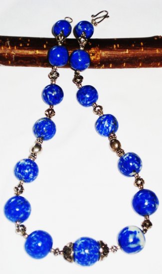 ST422 Blue Jasper Necklace in Sterling Silver