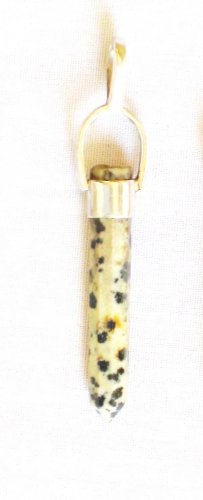 PN482 Dalmation Jasper Bullet Pendant in Sterling Silver