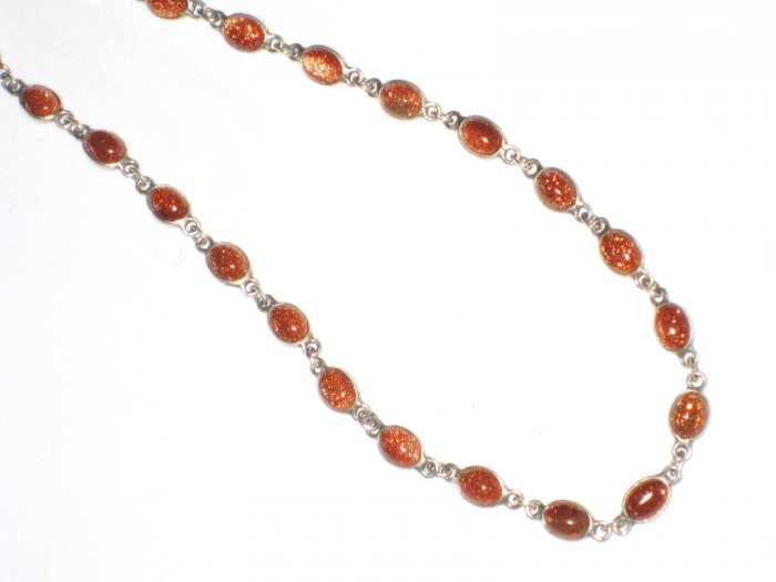 ST462 Goldstone Necklace in Sterling Silver