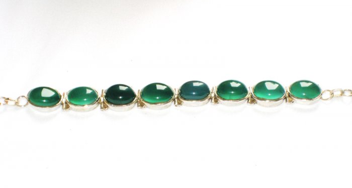 ST147 Green Onyx Bracelet in Sterling Silver