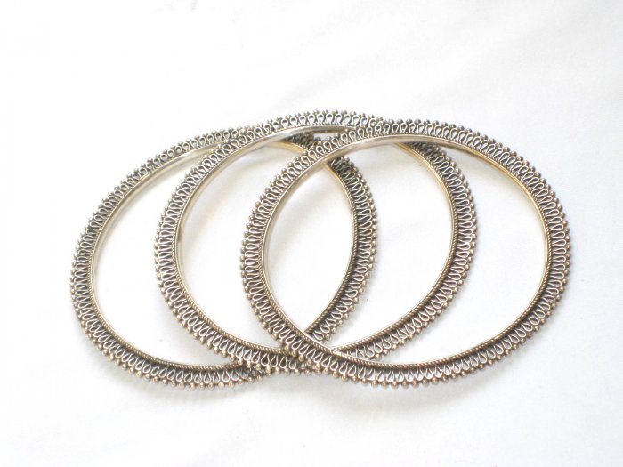 AQ179 Antique Silver Bangles in Sterling Silver