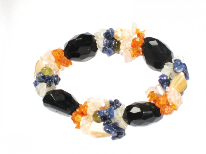 ST143 Mixed Stones Bracelet in Sterling Silver