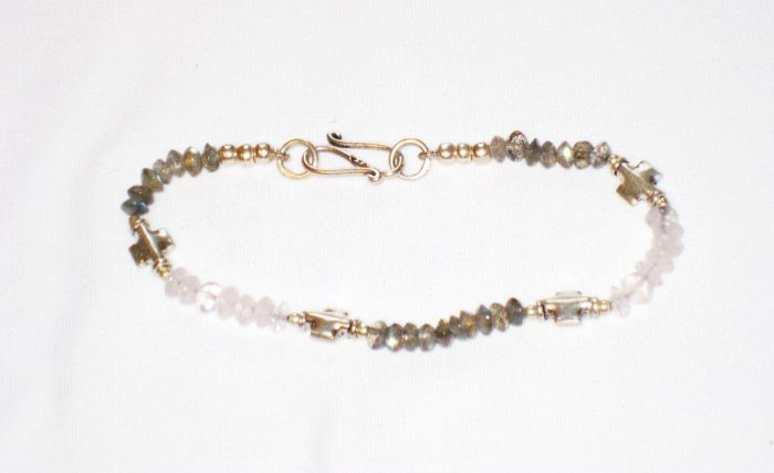 ST166 Labradorite and Moonstone Bracelet in Sterling Silver